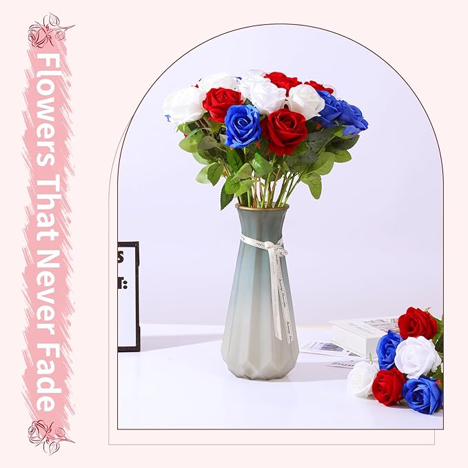 52 PCS Mixed Artificial Roses Bulk, Fake Artificial Flowers Wedding Bouquet Silk Faux Rose with Stems for Wedding Flowers Decoration, Valentines Roses, Bridal Bouquet Roses, Wedding Decoration