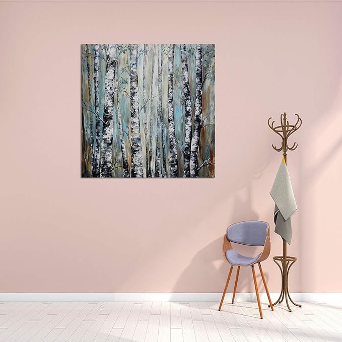 Yihui Arts Fashion Canvas Wall Art Modern Birch Tree Artwork Painting Abstract Forest Pictures for Living Room Bedroom Home Decor