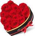 16 Preserved Roses in Heart Shape Gift Box for Her - Forever Flowers for Delivery, Eternal Rose Mothers Gifts for Mom, Wife Anniversary Birthday Gifts for Women, Red