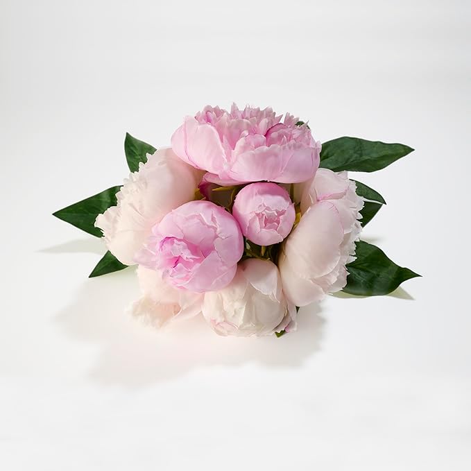 Peonies Artificial Flowers, Silk Pink Peony 2 Bouquets for Wedding, Faux Peony Flowers, Real Touch Peonies,Silk Flower Bouquet Peony Gift Box (Pink)