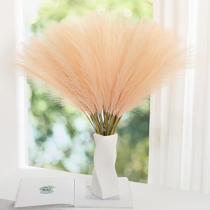 Faux Champagne Pampas Grass - 60pcs 24 Inch Boho Home Decor, Artificial pompas Floral for Table Centerpieces, Farmhouse and Baby Shower Decorations (Champagne, 60 Pieces)