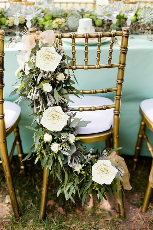 Gold Glitter Ivory Roses 100pcs Stemless Foam Flowers Artificial Real Looking for Craft Centerpiece Table Decorations Wedding Decor