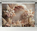 Boho Floral Wedding Backdrop Pampas Grass Flower Curtain Background Wedding Bridal Shower Anniversary Party Decoration Backdrop Newborn Baby Shower Pregnancy Photos Backdrop (8x6feet)