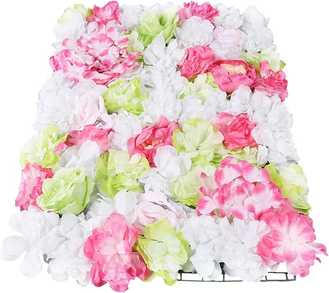 Artificial Flower Wall Panels, Silk Wedding Flower Wall Backdrop Panel, 3D Floral Panel Artificial Floral Wall Mat Flower Screen for Photo Party Wedding Wall Background Decor (6PCS Fruit-Green)