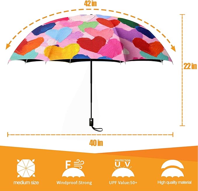 Small Compact Travel Automatic Folding Umbrella for Women, Portable Lightweight, Rain, Wind, UV Sun Shade