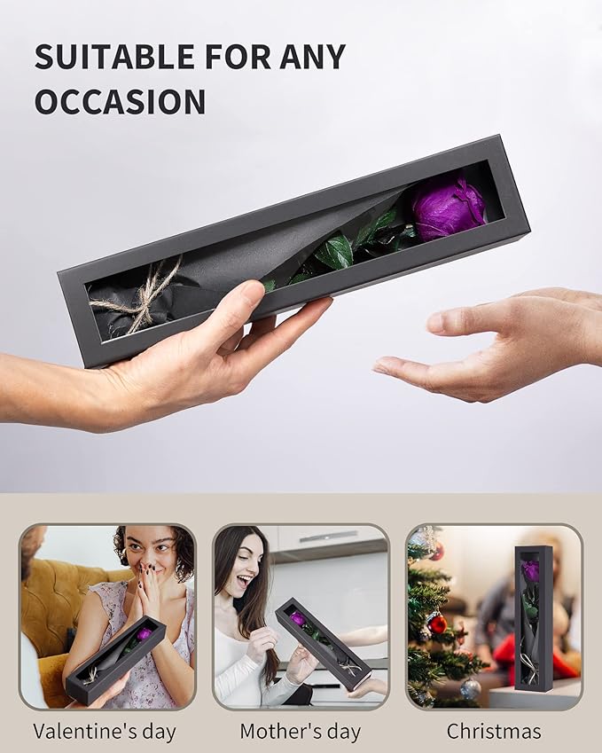 Purple Flowers for Delivery Prime, Preserved Purple Roses Flower Gifts for Women, Real Roses Single Rose Gifts for Her, Mom Birthday Gifts from Daughter, Valentines Flowers