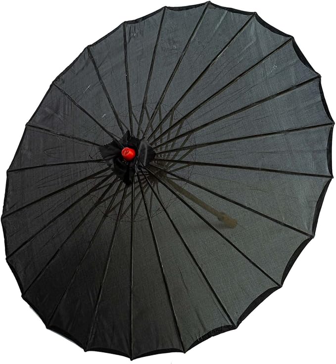 THY COLLECTIBLES 33" Japanese Chinese Umbrella Parasol for Wedding Parties, Photography, Costumes, Cosplay, Decoration and Other Events - Solid Color (Black)