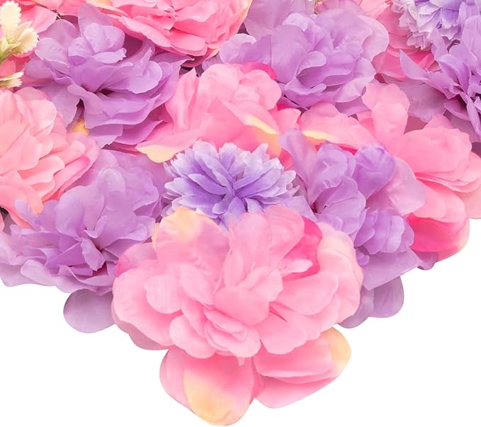 12 Pcs White Flower Wall Flowers Backdrop Artificial Flower for Backdrop Flowers Decoration 3D Floral Panels for Wall Decor Home Party Wedding Room Decoration (38x38cm/White+ Purple+ Pink)