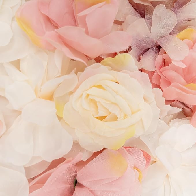 20 PCS Artificial Flower Wall Panel,Each Panel 24" x 16"3D Silk Rose Hydrangea Floral Backdrop,Handmade Eco-Friendly Flower Wall Photo Backdrop Decor (type1)
