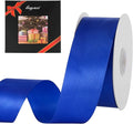 LIYAXI 1-1/2 Inches 50 Yards Blue Satin Ribbon, Solid Fabric Ribbon Roll for Flower Bouquets, Gift Wrapping, Wedding, Handmade Crafts