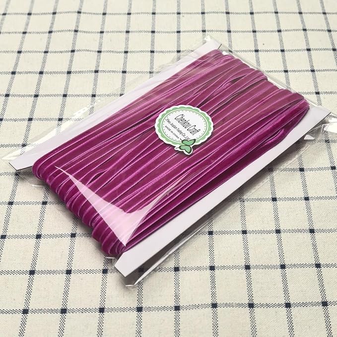 Chenkou Craft Fuschia 25 Yards 1/4" Velvet Ribbon Lots Bulk (Fuschia, 1/4"(6mm))