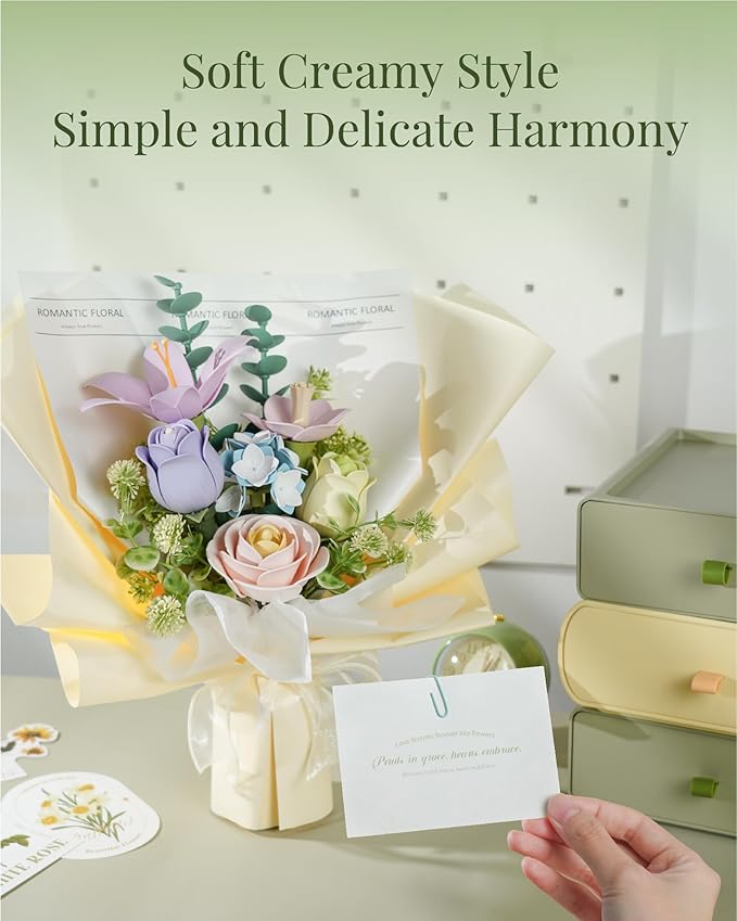 ROKR 3D Puzzles for Adults,Bouquet Flower Building Set,DIY Flower Kit,Ideal Gift for Home Décor