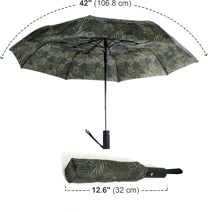 Nollia Windproof Automatic Travel Umbrella, Compact Portable with Reinforced Ribs for Sun & Rain