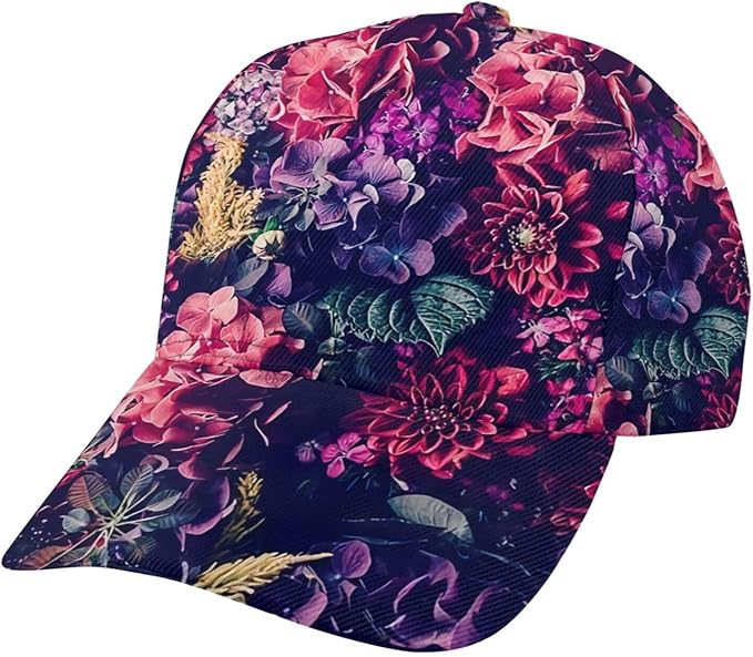 Pastel Cornflowers Floral Baseball Cap Dad Hats All-Over Print Fashion Accessory 100% Polyester Adjusts to Fit Most