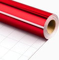 Merture Red Wrapping Paper Roll - 17 In X 16.4 Ft(23.3 sq.ft.) Metallic Red Solid Color Gift Wrap with Grid Cutting Lines for Christmas, Birthday, Wedding, Bridal Shower, Mothers Day, Valentines Day