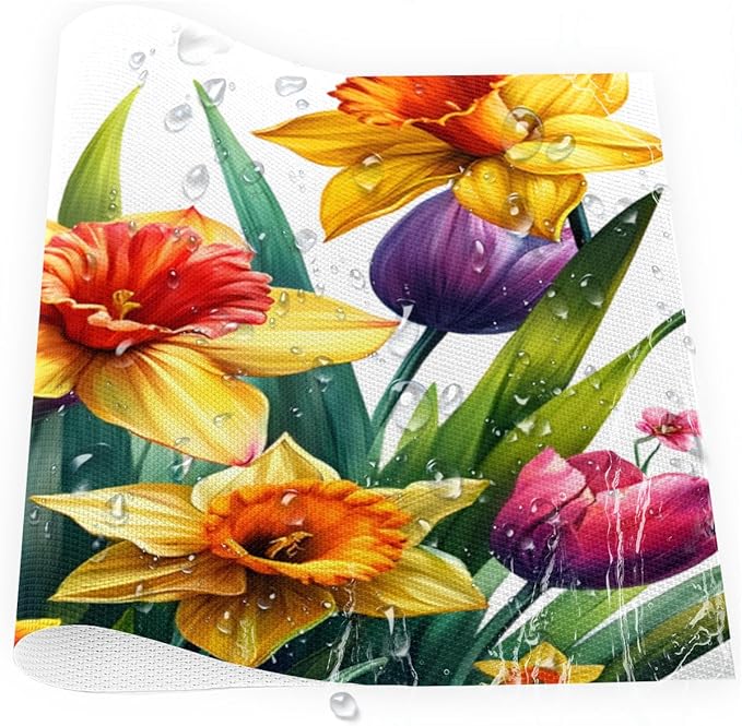 Spring Beautiful Flower Placemats Set of 1 PVC Vinyl Non Slip Table Mats Waterproof Heat Resistant Place Mats Washable Wipeable Dining Table Mat for Kitchen Party Indoor Outdoor Decorative