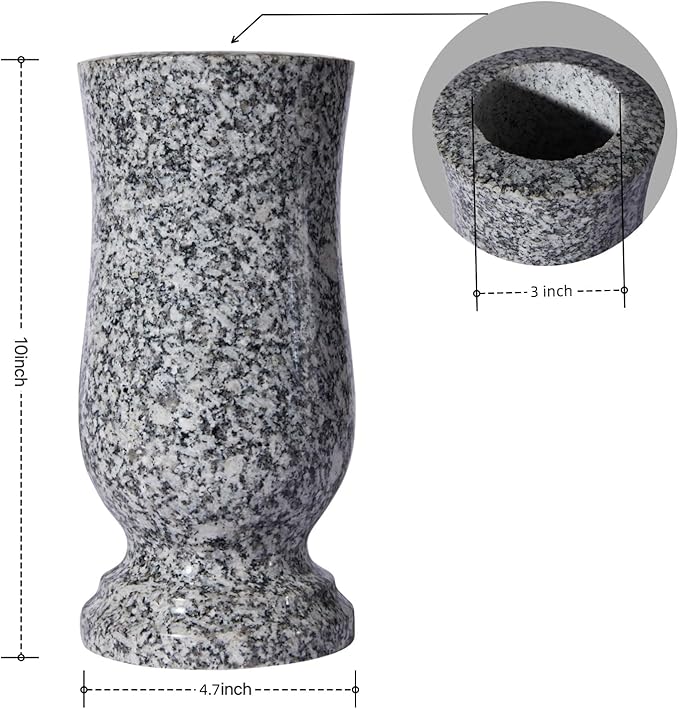 Natural Granite Cemetery Vase for Grave Headstone Decoration Timeless Memorial (1)