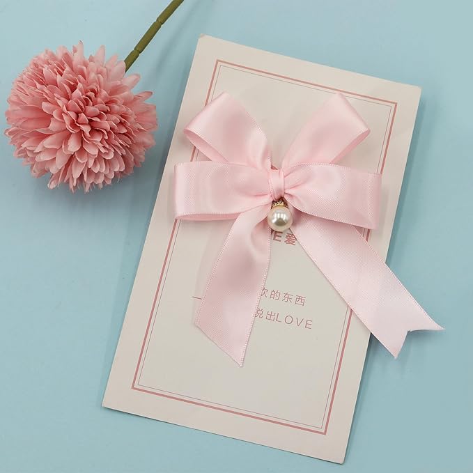 Double-Face Pink Satin Ribbon for Gift Wrapping, Wedding, Baby Shower, Mother's Day & More - 1" X 5 Yard Each, Total 30 Yds Per Package