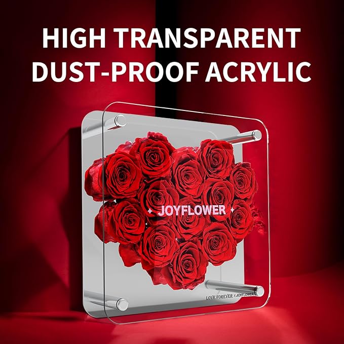 JoyFlower Preserved Flowers for Her, Real Red Eternal Roses Birthday Gift with Elegant Gift Box Forever Flower for Girlfriend Wife Mom Women in Valentine's Mother's Day Wedding Anniversary Christmas