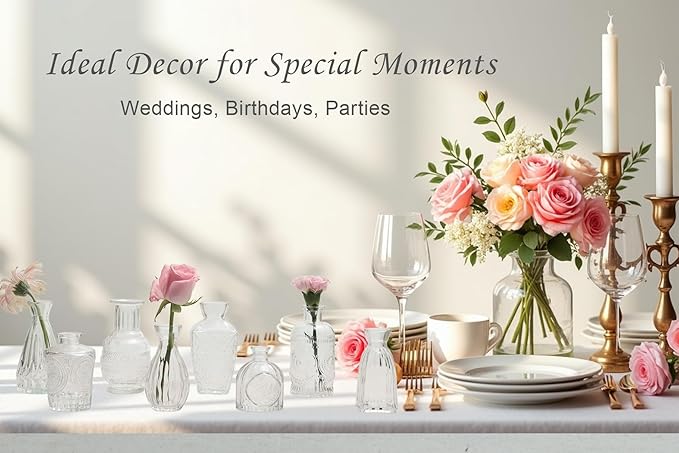 Bud Vases Set of 40 Pcs,Small Flower Vases for Centerpieces,Glass Bud Vase in Bulk Clear,Vintage Bud Vase for Wedding Table Centerpieces Decoration, Home Table Party Decor, Christmas,Anniversary
