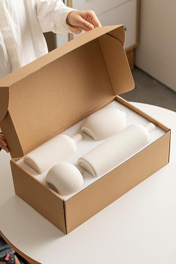 Modern Ceramic Vase Set, White Colors, Decorative Vases for Home Decor, 4 Piece Collection (White)