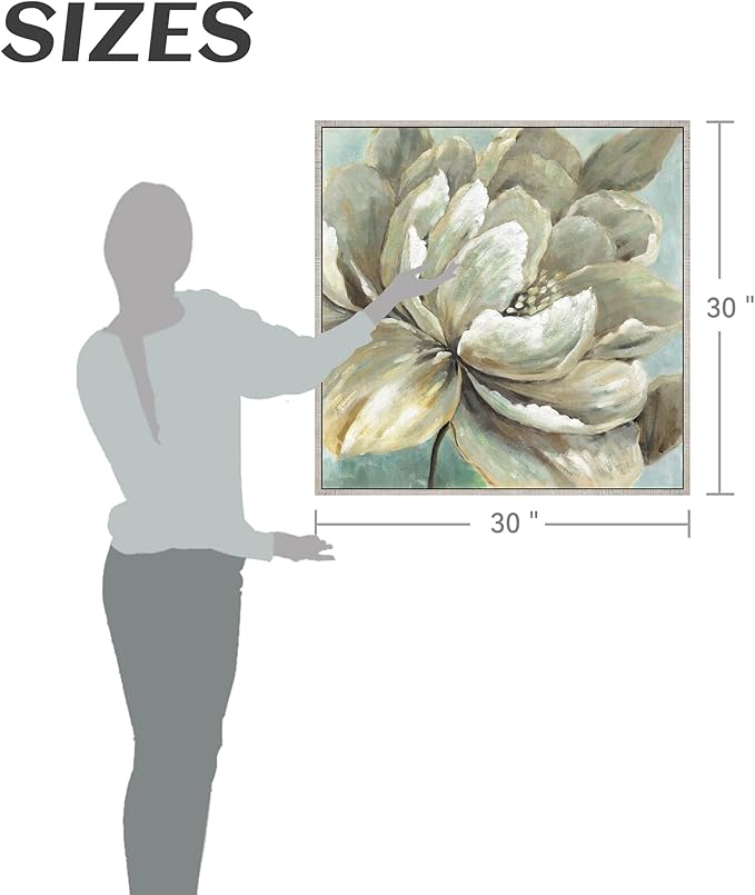 Framed Peony Canvas Wall Art - Abstract Floral Painting Vintage Botanical Picture Modern Traditional Flower Artwork Prints for Bedroom Living Room