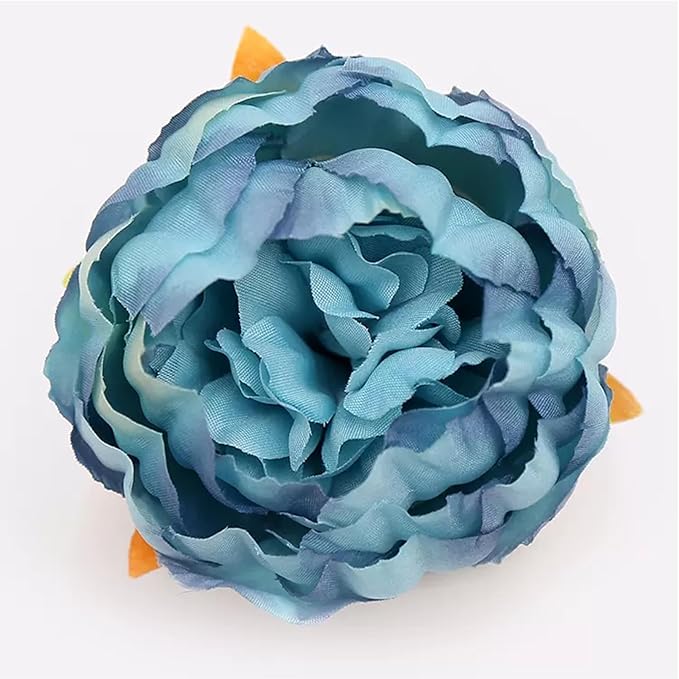 FagusHome 25 Pcs Silk Peony Artificial Flower Heads 4 inch Fake Peony Flowers Heads with Stems Artificial Peony Flower Heads in Bulk Wholesale for Wedding Home Decor (Dark Blue)
