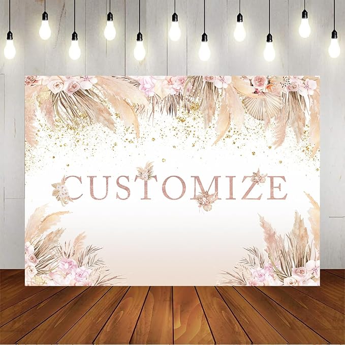 Mocsicka Boho Hello Baby Backdrop Boho Chic Pink Flowers Baby Shower Background A Sweet Little Girl is on The Way Party Cake Table Decorations Photo Booth (Customize)