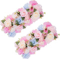 Flower Centerpieces for Tables - 2 Pack Wedding Arch Artificial Flowers Blue&Pink Arrangements Center Piece for Reception, Living Room, Kitchen, Dining Table Runner Decorations(20.5 * 9.4''/52 * 24cm)