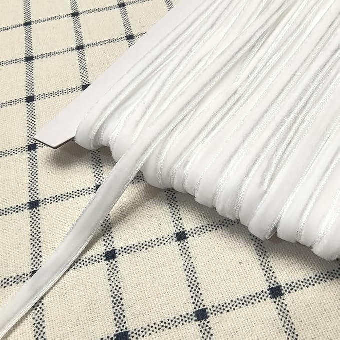 Chenkou Craft White 25 Yards 1/4" Velvet Ribbon Lots Bulk (White, 1/4"(6mm))
