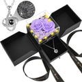 2 Preserved Rose Gift for Women - Eternal Rose with I Love You Necklace - Romantic Birthday Gifts for Girlfriend Mom Her Wife Grandma on Valentines Mothers Day Anniversary Christmas-Light Purple