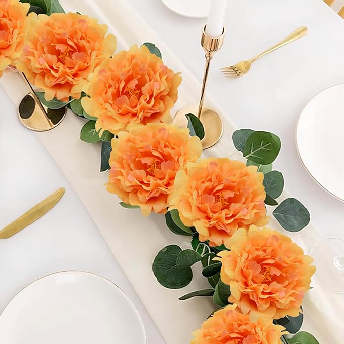 20pcs 5" Artificial Flower Peonies, Silk Peonies with 6" Stems, Flowers Suitable for Wedding Bouquets, Home Party Decoration (Orange)