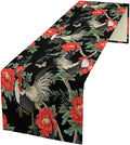 Rooster Floral Table Runner Vintage Farm Chicken Peonies Flower Dinner Runner for Country Farmhouse Home Kitchen Dinner Table Holiday Party Decoration 13x70in