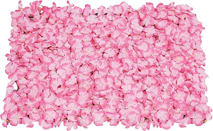 3D Flower Wall Panel, 20pcs Pink Artificial Floral Wall Backdrop, Realistic Silk Flower Backplanes, Roll Up Fake Flower Background for Valentines Wedding Party Photo Arrangement Decor