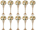 10 Pcs Tabletop Gold Metal Wedding Flower Trumpet Vase, 16.5 inch Table Decorative Centerpiece Artificial Flower Arrangements for Anniversary Ceremony Party Birthday Event Home Decoration (Gold)