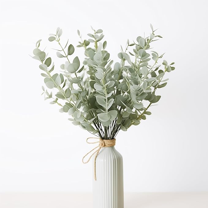 20 Pcs Fake Eucalyptus Stems Faux Eucalyptus Leaves Eucalyptus Artificial Fake Greenery for Centerpiece Fake Flower for Vase Home Bouquet Wedding Decoration
