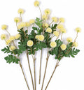 mizii 6Pcs Yellow Fake Silk Pompon Mum Artificial Flowers Bulk Small Faux Chrysanthemums with Stems Realistic Floral Decorations for Wedding DIY Bouquet Centerpieces Shower Vase Home Decor (Yellow)