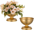 Sziqiqi Gold Urn Vase for Flowers - Wedding Table Decoration Centrepieces Set of 2 Vintage Metal Vases for Artificial Flowers Small Hammered Vase for Birthday Party Christmas Anniversary