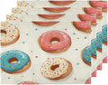 Donuts Placemats Set of 6, Washable Linen Place Mats, Food Donut Table Mats for Kitchen Dining Table Decor Heat Resistant Tablemats 12x18