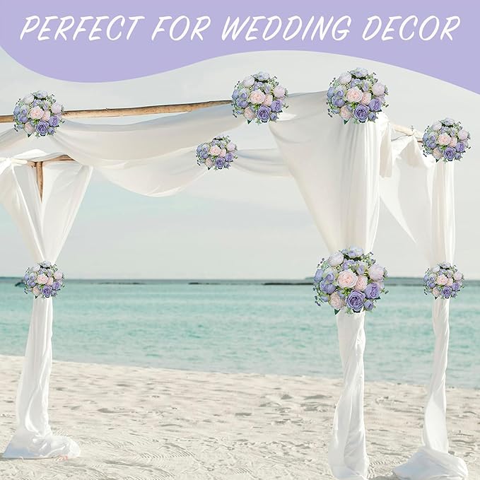 Peony Artificial Flowers, 4 Bundles Fake Peonies Faux Flower Centerpieces for Tables Vase, Bulk Pink Purple Silk Peonies Artificial Bouquet for Wedding Decorations Indoor Floral Arrangement