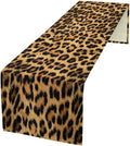 Leopard Skin Print Table Runner, Vintage Cottage Country Farmhouse Wildlife Brown Safari Animal Skin Dinner Runner for Home Kitchen Dining Table Party Holiday Decor 13x70in