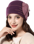 Sumolux Beanie Hats for Women Wool Skull Cap Beret Floral Cuffed French Vintage Dress Cloche Classic Winter 1920s