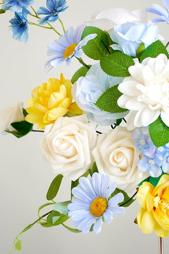 Blue Artificial Flowers Combo Box Wedding Decor,Fake Flowers,Flowers for Decoration,Silk Flowers for Home Decor Indoor,Cake Flowers,Faux Flowers for Crafts