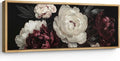 SIGNFORD Large Framed Canvas Print Wall Art Vintage Peonies Classic Floral Painting in Deep Tones Illustrations Modern Art Relax/Calm Warm for Living Room, Bedroom, Office - 60"x20"