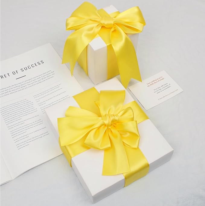 Daffodil Yellow Satin Ribbon, Double Faced 2 Inch X 25 Yards Daffodil Ribbon, Premium Satin Ribbon for Gift Wrapping, Crafts, Hair Bow Making, Sewing, Flower Bouquet, Wedding Party Decor