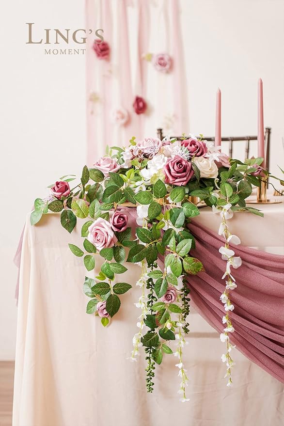 Ling's moment Artificial Flowers 25Pcs Torrid Blush Roses Decor w/Stems,3" Real Touch DIY Foam Floral for Wedding Bouquet/Centerpieces, Outdoors Party Backdrop, Room/Table, and Garden/Pot Decorations