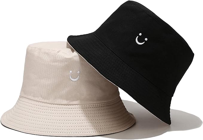 Flower Reversible Bucket Hat Cotton Summer Travel Beach Sun Hats Emboridery for Women Men