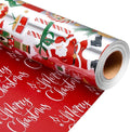 MAYPLUSS Christmas Nutcracker Wrapping Paper - 17 Inch X 33 Feet - Metallic Silver Christmas Tree Santa Claus Candy Cane Reversible Snowflake Gift Wrapping Paper for Holiday Party New Year Kids