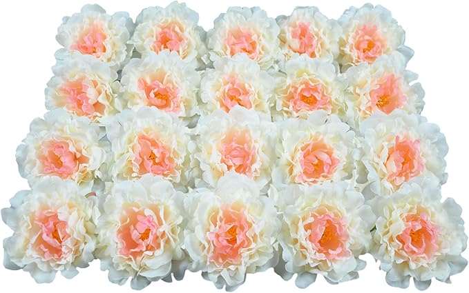 20pcs 5" Artificial Flower Peonies, Silk Peonies with 6" Stems, Flowers Suitable for Wedding Bouquets, Home Party Decoration (Champagne)