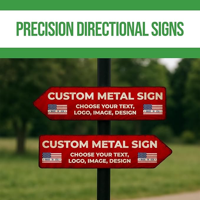 Custom Right Arrow Metal Sign by BCB | Directional Signs for Indoor & Outdoor Use | Personalized Rust-Free Metal Yard Display | Weatherproof Road Arrow Marker | Multiple Sizes | Made in USA